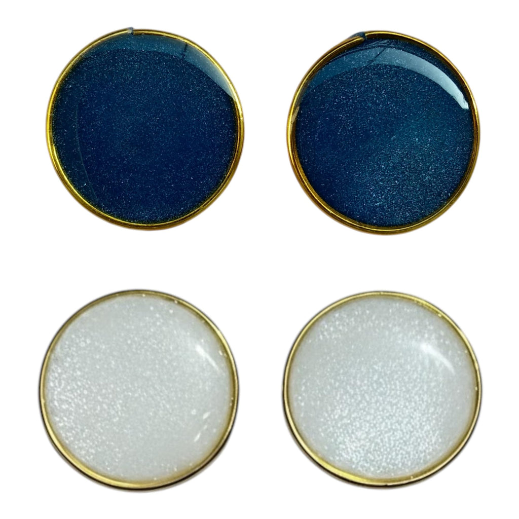 SHINEREAL SHINEREAL Women's Resin Earrings Lightweight Jewelry - Handmade Studs Earrings for Girls, Hypoallergenic Fashion Accessories-Combo-Blue & White-SR-2224