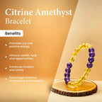 LIFE CHANGING ASTRO Natural Citrine Amethyst Bracelet for Men & Women | Certified 8mm–10mm Beads | Positivity, Spiritual Growth & Abundance | Mental Clarity, Intuition & Wealth Attraction | by Acharya Lavbhushan Ji