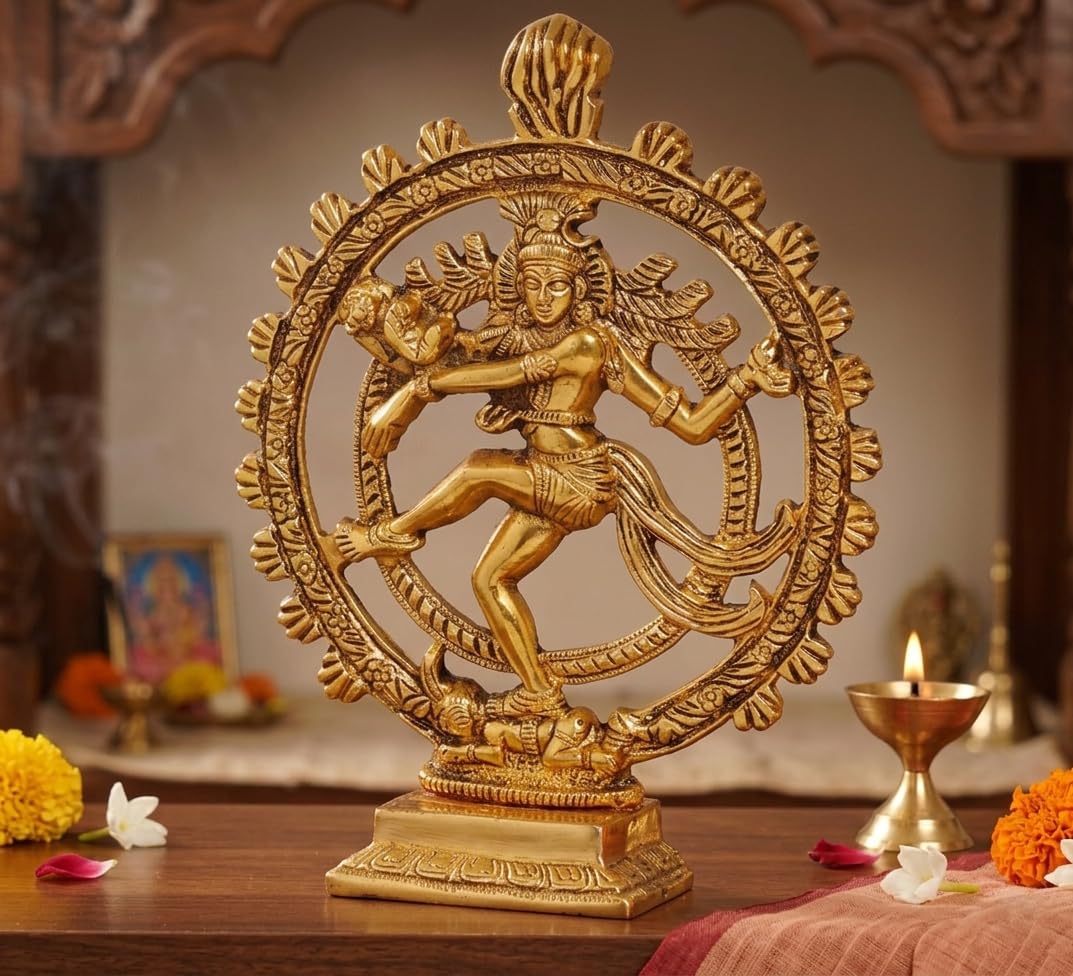 KridayKraft Metal Shiva Idol Natraj Statue for Home Decor,Gold Plated Dancing Shiva Natraja/Natrajan (Mahakal Murti) Showpiece Figurine Murti Deccoration & Gifts Article...