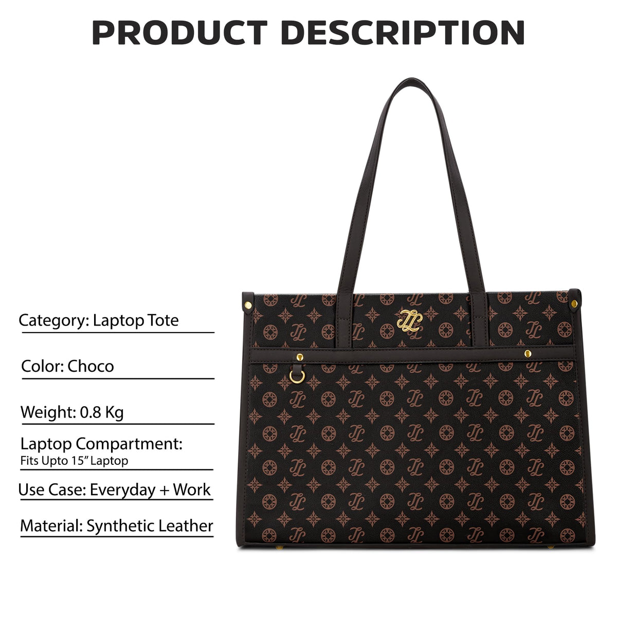 Lavie Signature Women's Kentucky Monogram Tote Laptop Bag | Tote Laptop Bag for Work | Ladies Purse | Stylish Shoulder Bag | Gift for Women