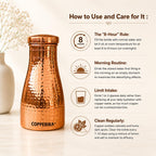 Copperika Export Quality Bedroom Jar Pure Copper Water Bottle (1 Litre - 1000ml - Pack of 4) Original With Ayurvedic & Other Health Benefits | BPA Free | For Home, Office, Kids & Travel