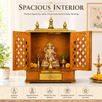 Home and Bazaar Wooden Temple Rajasthani Ethnic Handcrafted Mandir, Pooja Ghar Mandapam - 18x9x24 Inch (46x23x61 Cm) Brown | Traditional Wood Pooja Mandir Hindu Temple for Home Décor Mandapam