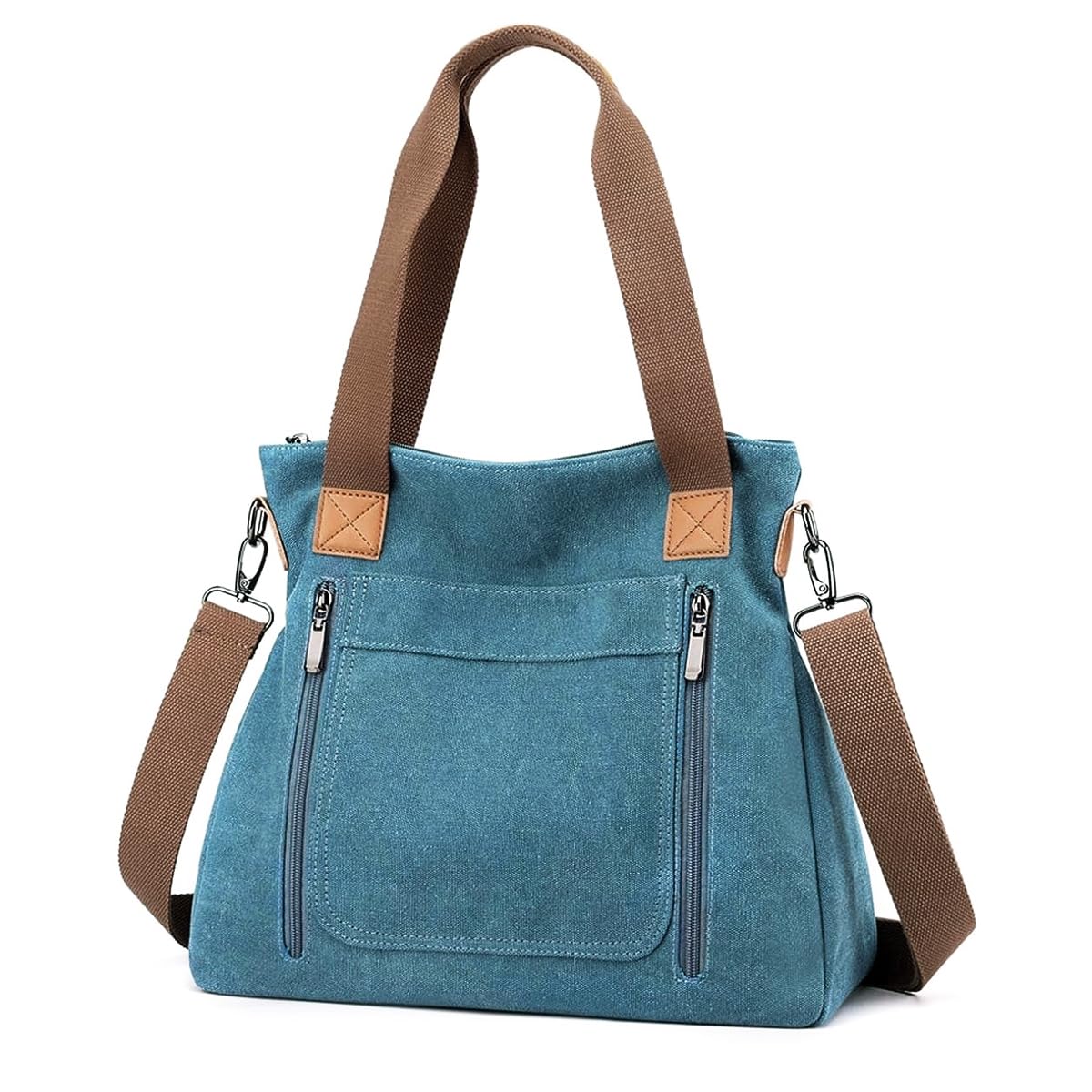PALAY Handbags for Women Canvas Tote Large Capacity Detachable Strap Blue