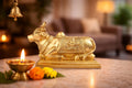 ARTVARKO Shiv Ji Parvati Vehicle Nandi Bull Statue Brass Idol Shiva Devotee Seated Sculpture Showpiece Decorative Home Décor Office Temple (8x3,5x5 Inches 2.5 Kg)