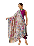 Pashmoda Women Zehra Fine Wool Fabric Pashmina Kalamkari Embroidered Shawl, Stole and Wrap, Sustainable and Natural Fabric, Heritage Kashmiri Pashmina(Size 40x80)