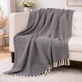 Tarantaran All Season Cotton Weaved Throw Blanket for Bed/Sofa 50x70 Inches Black Kafalo