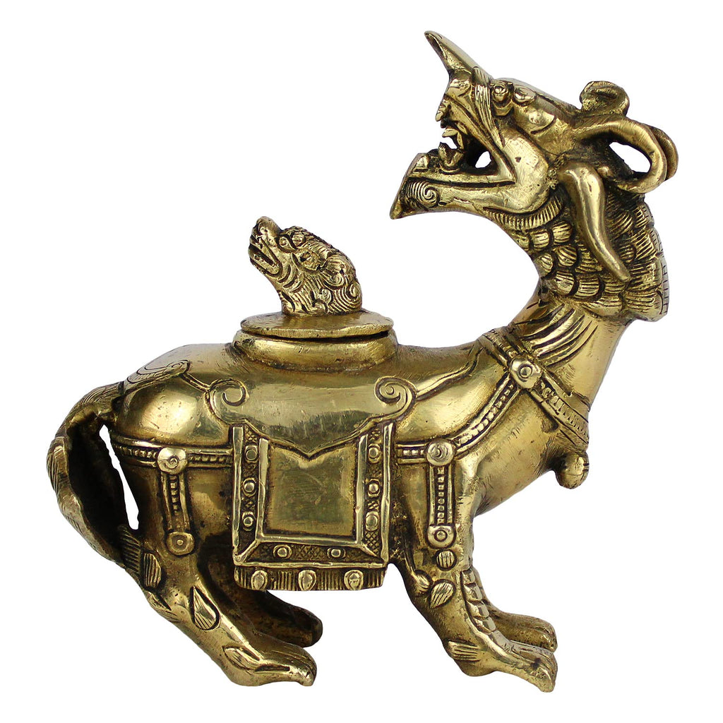 ARTVARKO Brass Dragon Shape Multipurpose Box Long Statue Idol Wealth Showpiece Feng Shui Lucky Charm Vastu Desk Decor Gift.