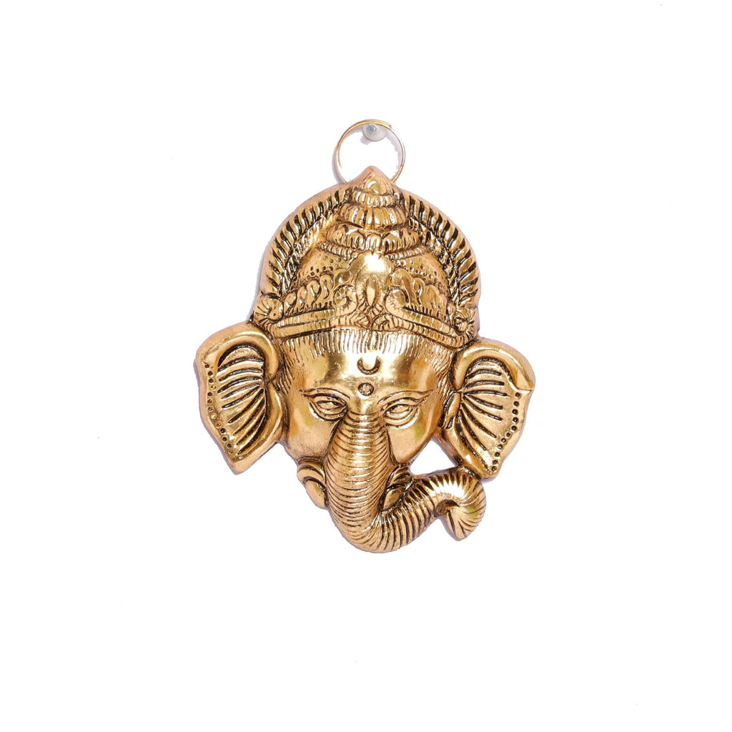 Rci Handicrafts Religious Aluminum Ganesh Head Main Door Hangings (11x12x4, Gold)