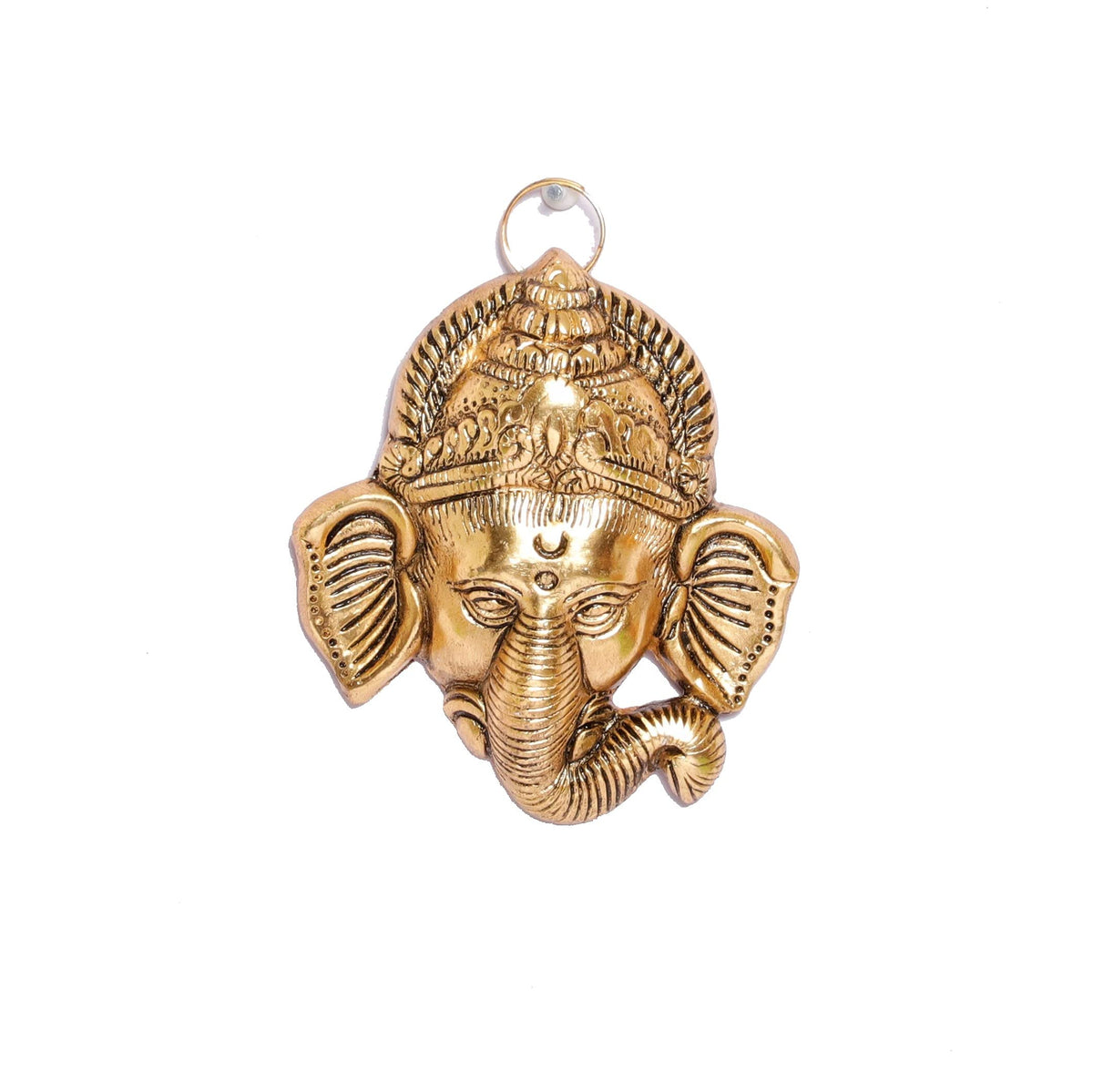 Rci Handicrafts Religious Aluminum Ganesh Head Main Door Hangings (11x12x4, Gold)