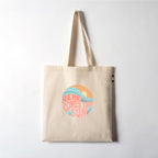 VVWV Here Comes The Sun Printed Reusable Tote Bags | 100% Organic Cotton Shopping/Grocery Bag | Multi-Purpose Bag | Sturdy Canvas Bag with 15kgs Capacity (13 x 15.7 Inch)