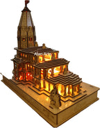 Ram Mandir Ayodhya Mandir with Light, Ram Lala Murti Inside, High Gloss Polished (Size 11x6x11 Inches)