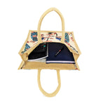 Sangra Multicolor Jute Lunch Bag for Men & Women with Zip and Handle - Peacock Design