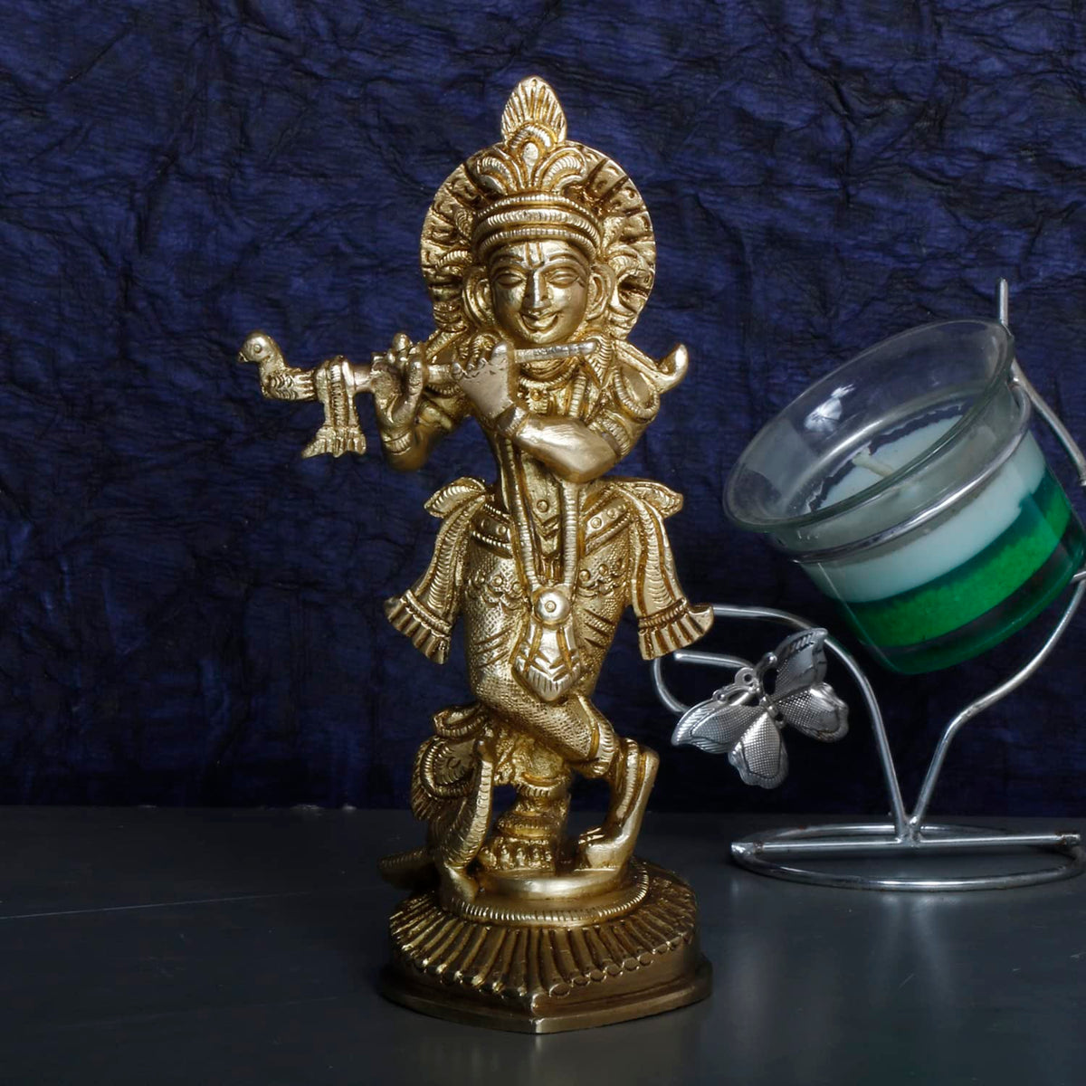 ARTVARKO Brass Krishna Kishan Thakurji Murti Idol Statue Sculpture for Home Office Temple Puja Gift 6.5 Inches