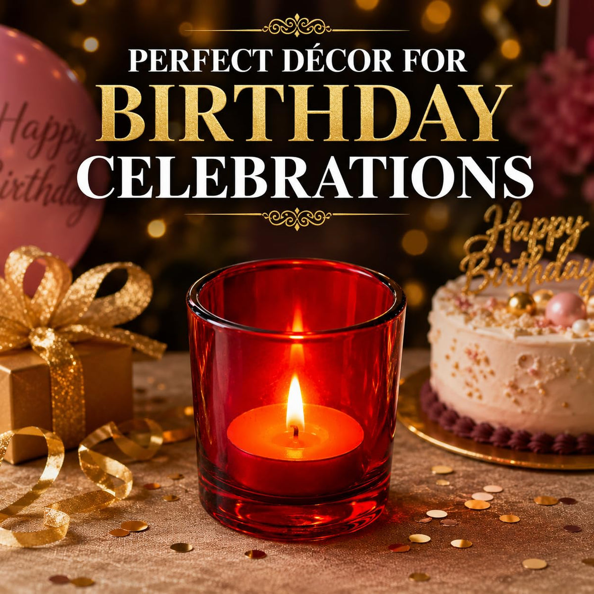 Pure Source India Glass Votive Tealight Candle Holders - Living Room Side Table Home Decoration (Glass, Pack of 6, Red)