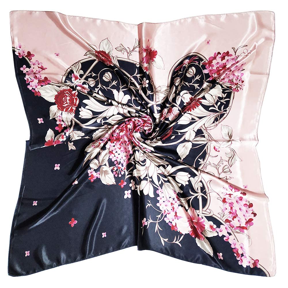 PALAY Satin Scarf For Women Stylish Hair Wrap 90 * 90Cm Pink