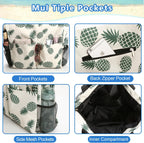 hirTa Roof Tote Bag for Teacher Women Girls Office Work Multipurpose HandBag with Zipper Pocket Travel Grocery Beach Hobo Waterproof Sandproof Lightweight Pool (Green Pineapple)