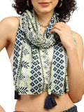 KE KANHA EXPORTS Cotton Scarf with Tassels|Scarf for Women Stylish|Stole for Women|Breathable Boho Beach Summer Wrap|Multicolor Scarf|Easily Fits 180 * 50 CM