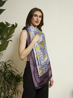 Ravaiyaa - Attitude is everything Women Silk Digital Print Large Square Scarf Breathable Lightweight Neckerchief Printed Headscarf 40 x 40 Inch (Grey Leopard & Polka Dot)