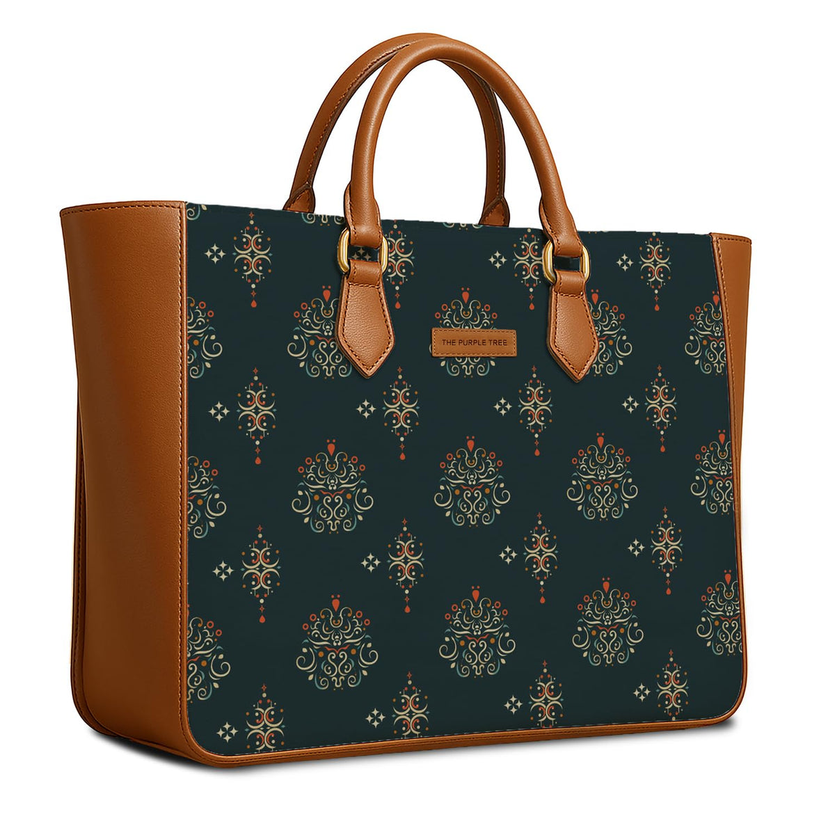 The Purple Tree Women's Office Essential Bag | Vegan Leather Handbag with Laptop Compartment | Spacious Office Bag | Durable Non-Fade Designer Tote for Travel, College & Daily Use (Emerald Royale)