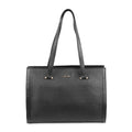 Mochi Black Faux Leather Premium Zipper Casual Tote Bag For Women