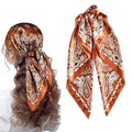 Ahamo Silk Square Scarf for Women 90 x 90 cm Coffee Paisley Print Satin Scarf Hair Scarf for Women Fashion Bandana Head Scarf Neck Scarf Stylish Accessories for Travel Party Daily Wear