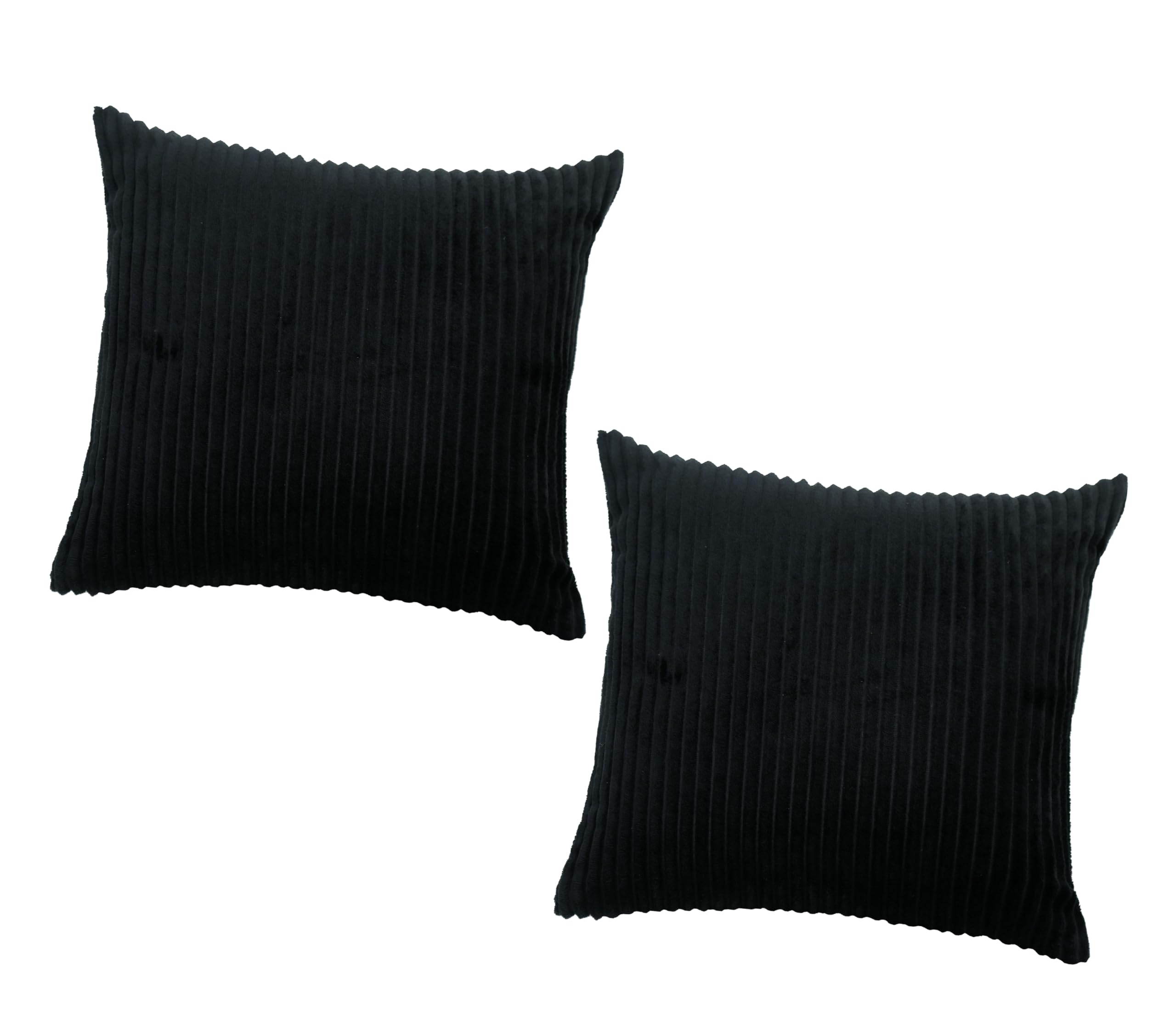 RD TREND® Cushion Cover Set of 2, Decorative Sofa Living Room Home Square Cushion Covers 18 Inch x 18 Inch, Aesthetic Corduroy Striped Double Sided (Black)