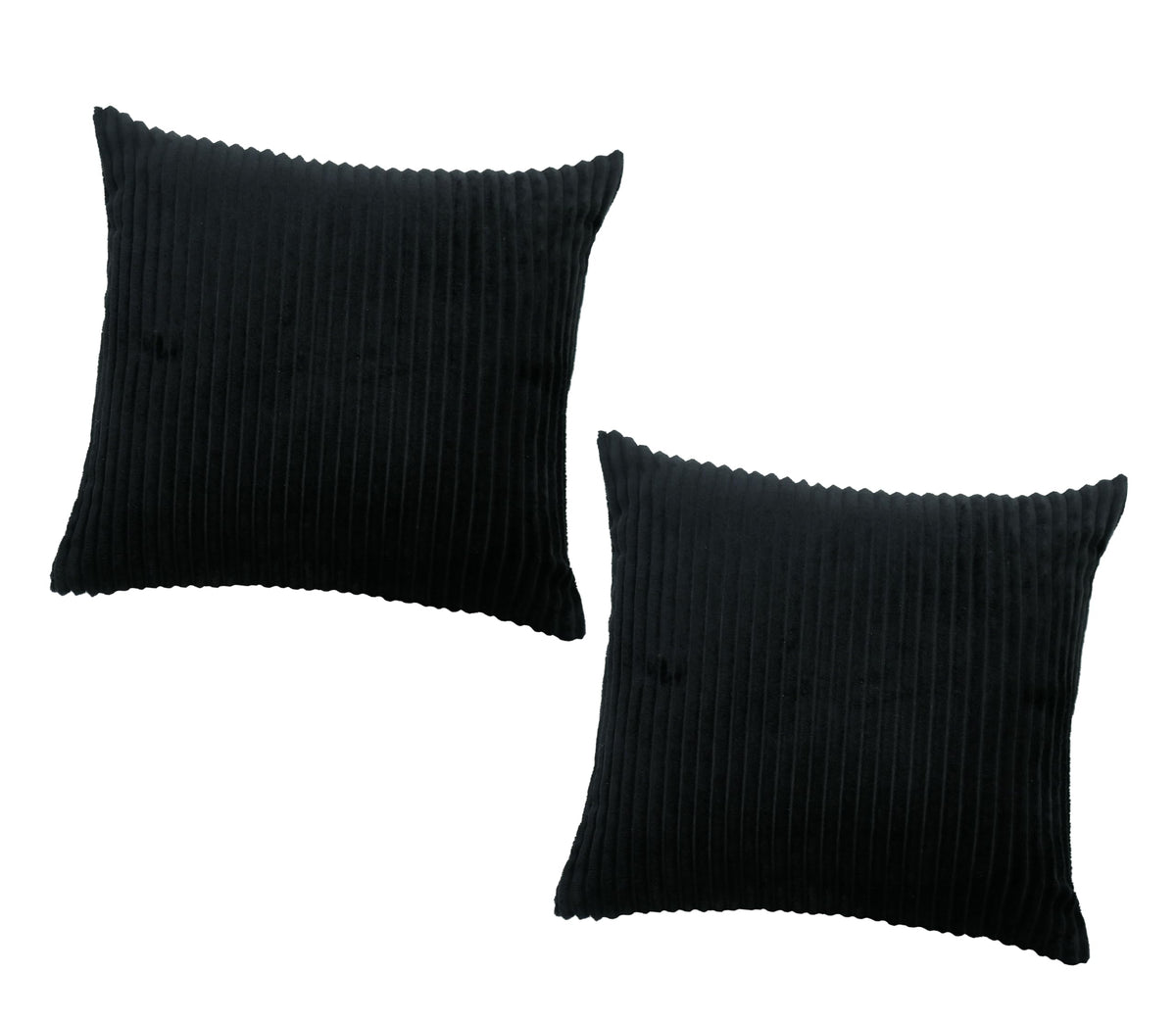 RD TREND® Cushion Cover Set of 2, Decorative Sofa Living Room Home Square Cushion Covers 16 Inch x 16 Inch, Aesthetic Corduroy Striped Double Sided (Black)