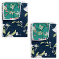 Divine Casa Polyester All-Weather 120 GSM Printed Lightweight Reversible Design Set of 2 Single Bed AC Dohar Blanket - Green and Navy Blue 1| TC - 120 Kafalo