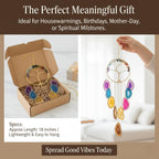 7 Chakra Crystal Stone Wind Chime – Tree of Life Decor with Natural Agate Slices, Healing Stones for Meditation & Protection, Feng Shui Hanging Ornament for Balcony, Bedroom, Office, & Gifts