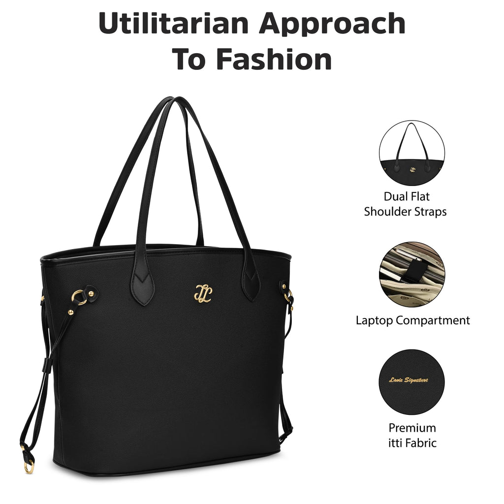 Lavie Signature Women's Canva 15 Inch Laptop Tote Handbag | Tote Bag for Work | Ladies purse | Stylish Shoulder Bag | Gift for Women