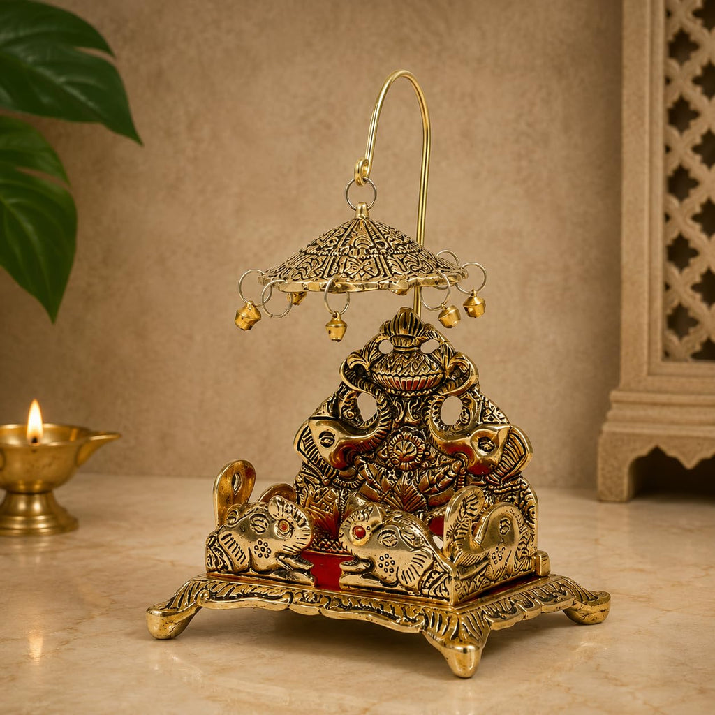 KridayKraft Metal Ladoo Gopal Singhasan Krishna Idol Accessories,Singhasan for Laddu Gopal Pooja,Decorative Showpiece Figurines,Religious Idol,Diwali Gift Article...