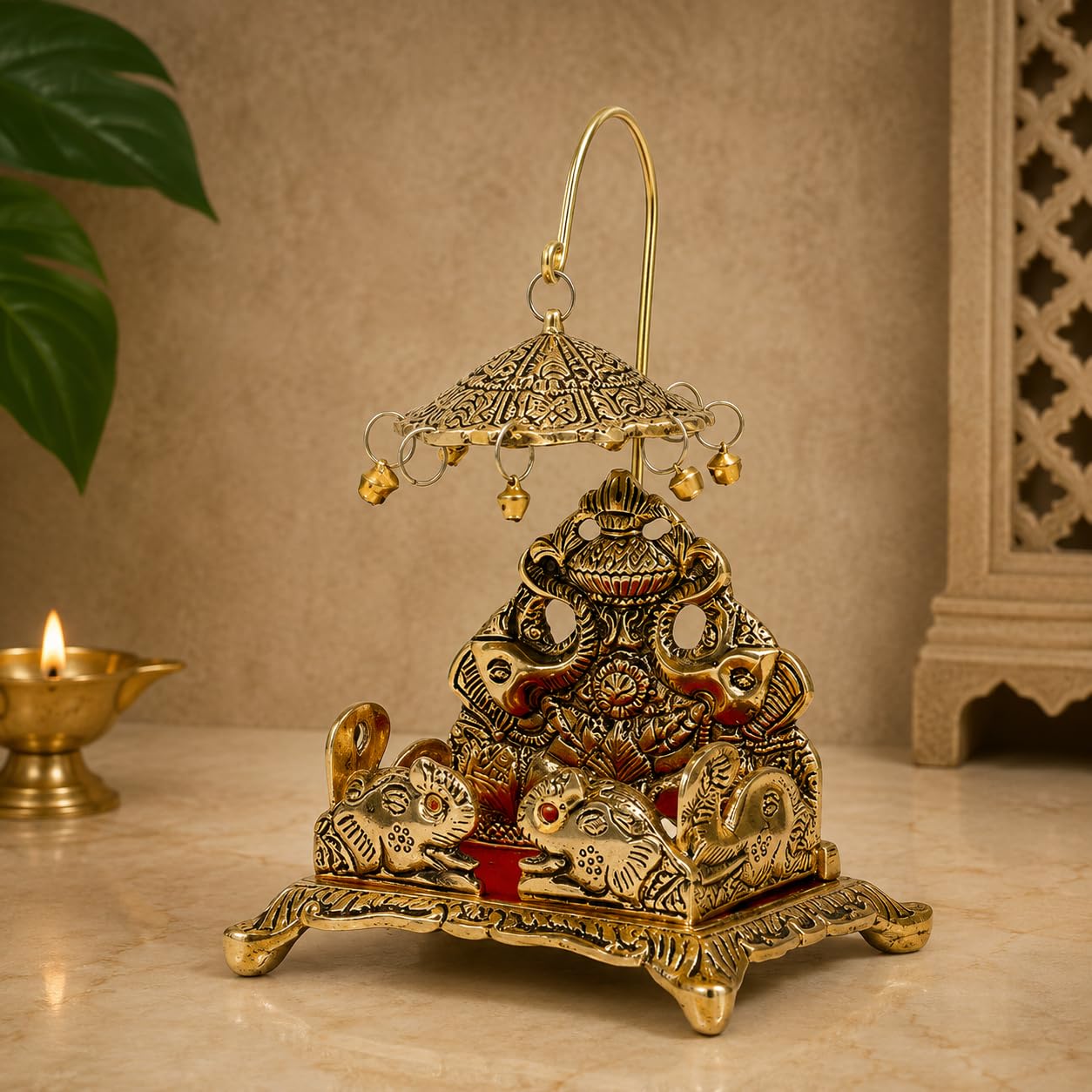 KridayKraft Metal Ladoo Gopal Singhasan Krishna Idol Accessories,Singhasan for Laddu Gopal Pooja,Decorative Showpiece Figurines,Religious Idol,Diwali Gift Article...