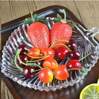 VIDAZCO Leaf Shape Glass Tray Plate for Serving Dry Fruits, Snacks, Sweets & Chocolates | Decorative Crystal Glass Plate for Home | Christmas & New Year Decoration (Pack of 1)