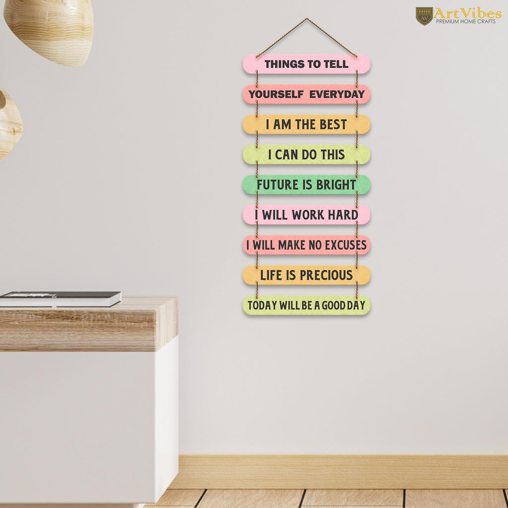 Artvibes Self Motivation Quotes MDF Wood Wall Hanger Ornaments | Quotes Decor Item | Motivational Wall Decor | Wall Poster | Graphic Art | Gift Items | Office Wall Decoration Items (WH_9304N)