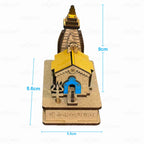 eXme 2 pcs Kedarnath 3D Wooden Temple Model – Decorative Miniature for Car Dashboard, Office Desk, and Home Pooja Room (Brown, Pack of 2)
