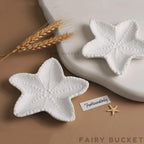 FAIRY BUCKET™ Concrete Jewelry Tray – Aesthetic Starfish Vanity Tray for Women, Decorative Trinket Dish & Ring Holder, White Candle Dresser, Cute Jewelry Plate for Home Decor & Birthday Gifts