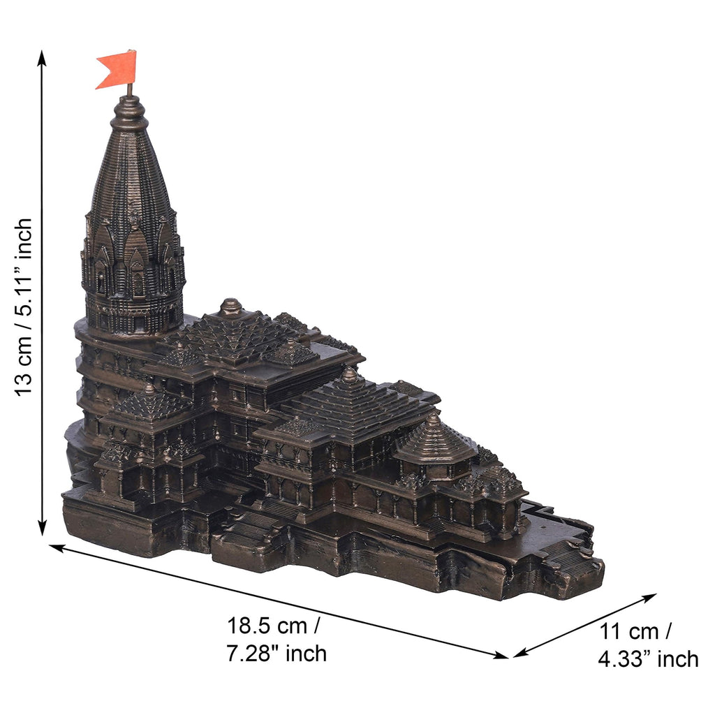 eCraftIndia Shri Ram Mandir Ayodhya Model | Ayodhya Ram Mandir Temple for Home Office | Home Temple Pooja Mandir | Ayodhya Ram Mandir Model Gift for Housewarming Diwali Ram Navami (Resin, Copper)