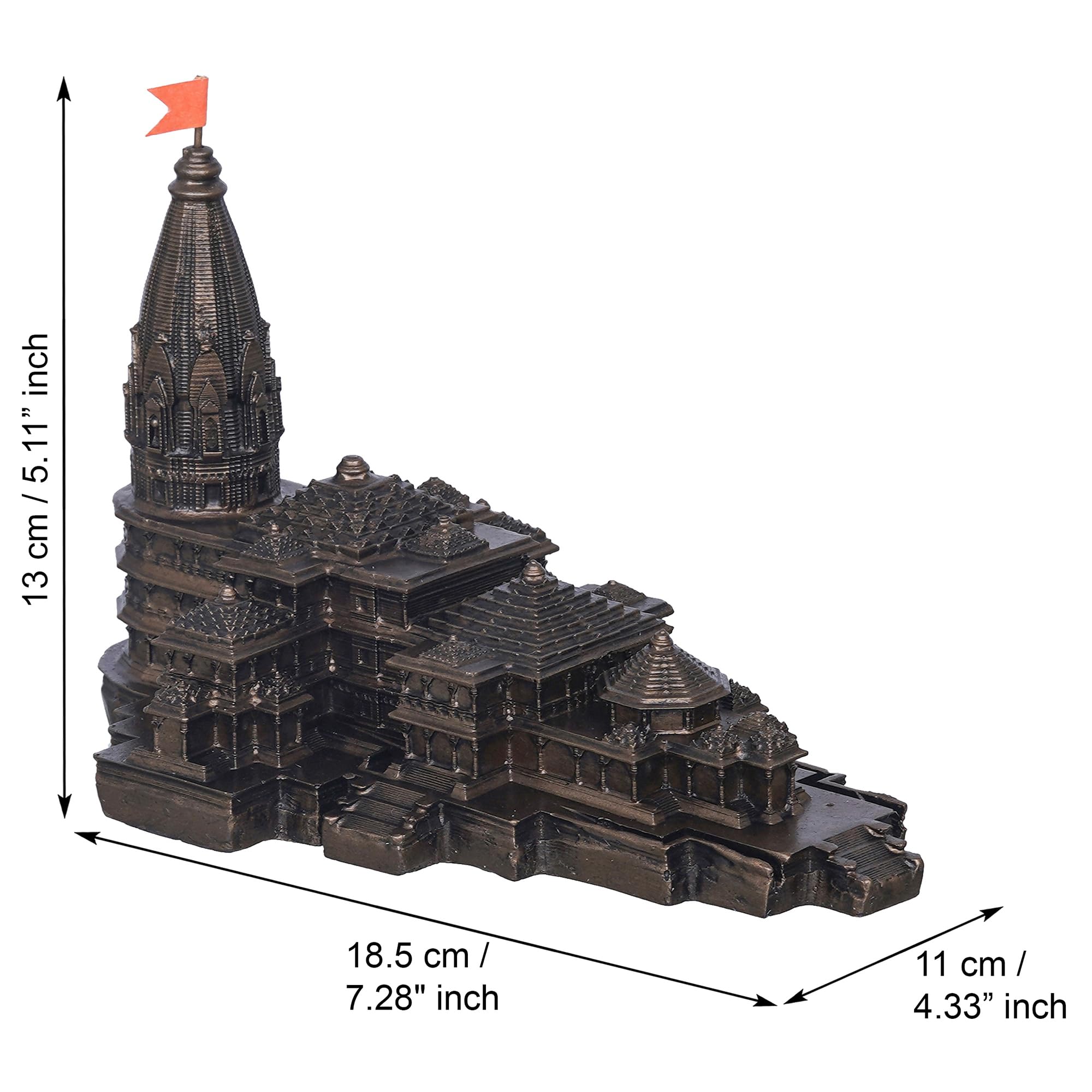 eCraftIndia Shri Ram Mandir Ayodhya Model | Ayodhya Ram Mandir Temple for Home Office | Home Temple Pooja Mandir | Ayodhya Ram Mandir Model Gift for Housewarming Diwali Ram Navami (Resin, Copper)
