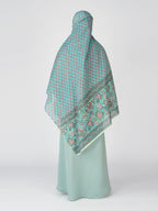 ANAApparels ANA Khansa Blue Green Floral Dupatta | 92 x 42 Inches – Premium Mulmul Cotton | Lace Border | Lightweight, Soft & Breathable