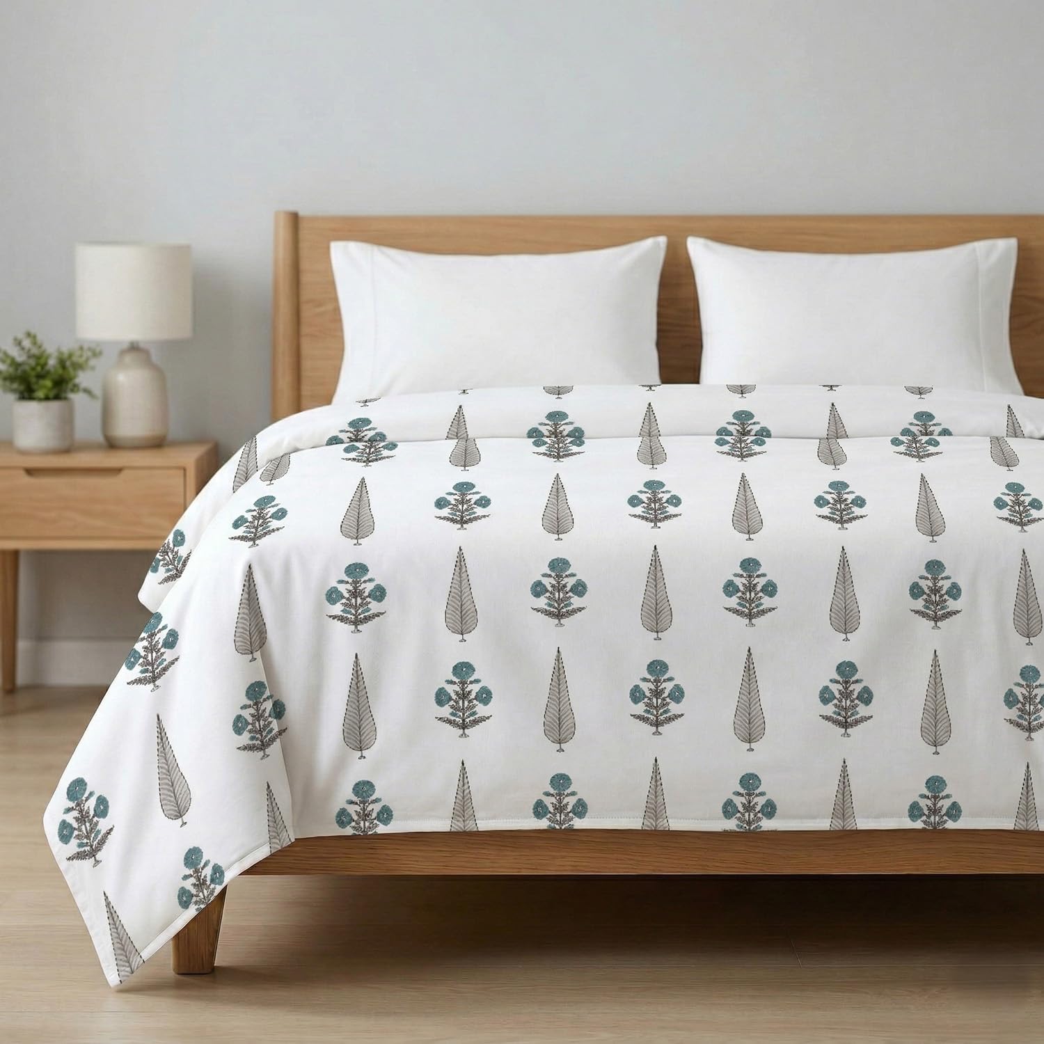 AYKA 100% Cotton Dohar Double Bed 85x96 Inch (216x244 cm) | 150 GSM Lightweight Cooling AC Blanket | Soft Breathable Modern Style Summer Comforter | Reversible Printed Quilt (1, Double) Kafalo