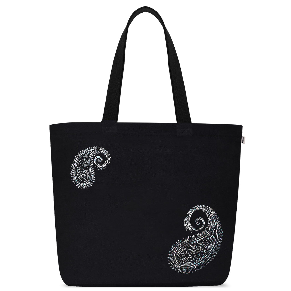 MASQ by Q-One Cute Genes Foldable Reusable Tote Bag for Women with Zip | College Bag for Girls | 100% Organic Canvas Tote for Shopping, Travel & Beach | (Paisley)