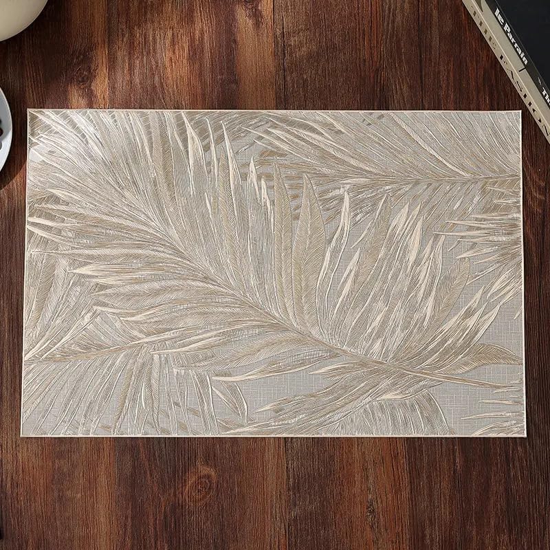 Table Placemats 18pcs Elegant Light Golden Color with Stunning 3D Embossed Design | Durable, Waterproof & Stylish Dining Decor (Ferm, Pack of 18) Kafalo