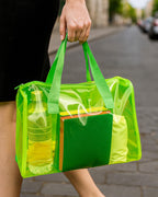 THE BLING GLOBAL Transparent PVC Duffle Bag For Kids,Jelly Shoulder Bag, Stylish Clear Handbag with Double Handles,for Rakhi Gift, Kids Bag for Rakhi Celebration. (Neon Green)