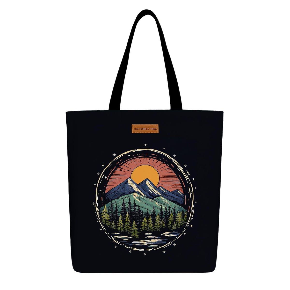 The Purple Tree Eco-Friendly Canvas Tote Bag, Sustainable, Reusable Shopping, Beach, Travel or Everyday Tote, Wide Tote Bag, Rising Sun