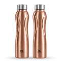 Omichef Stainless Steel Water Bottle 1L (Pack of 2) | Copper Finish | Fridge Safe, Leak Proof, BPA Free | Ideal for Home, Office, School & Gym