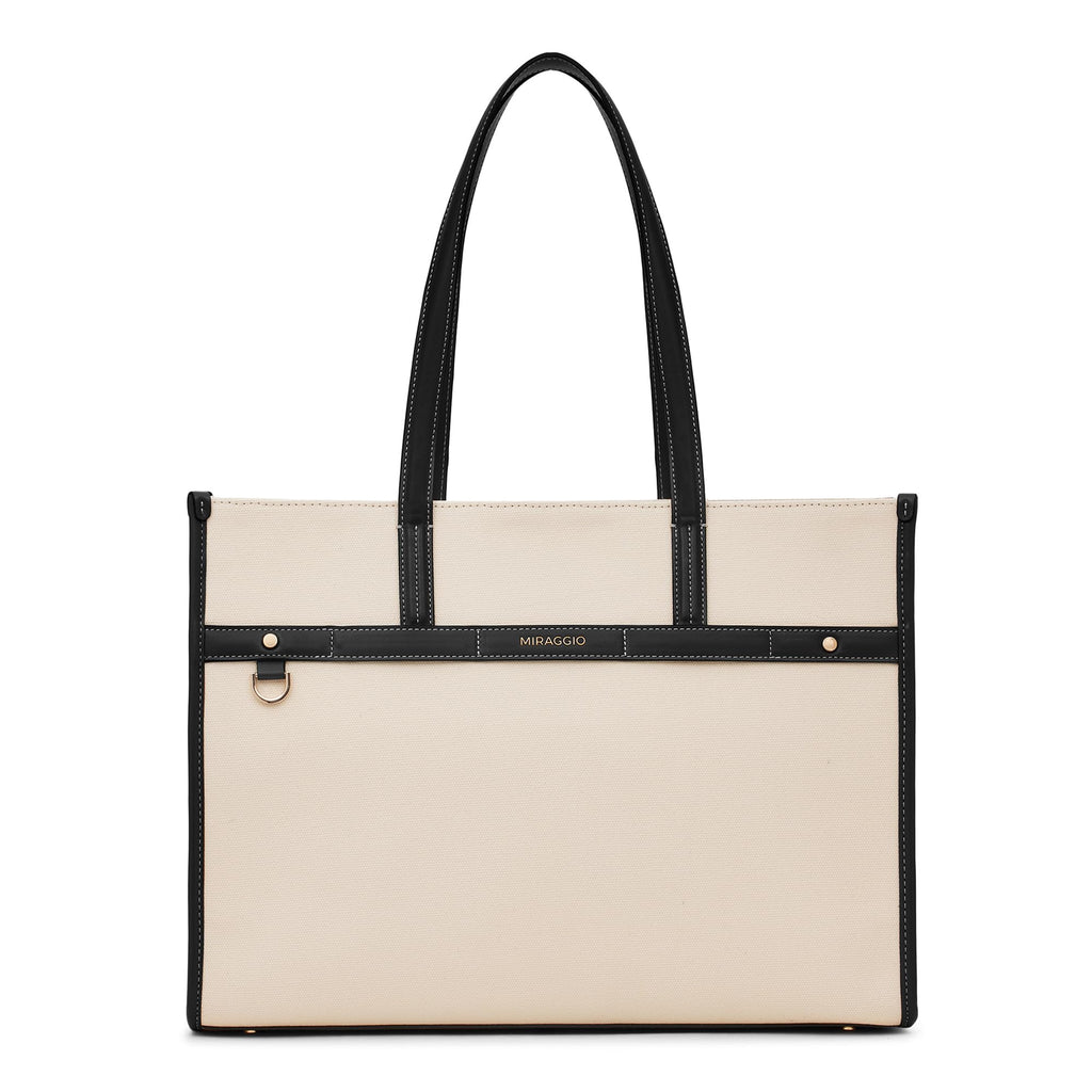 Miraggio Cruise Canvas Tote Bag For Women | Tote Bags for Women for Office Use | Fits Upto 16 Laptop | Ladies Shoulder Purse (Brown) (Black)