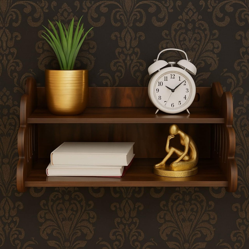 HOMEWEY DECOR Handcrafted Wooden Home Temple for Wall Mount | Premium Pooja Mandir with Strong Support for Heavy Idols | Luxurious Finish Wooden Mandir for Home Office and Prayer Room (Style-04)