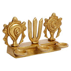 Svarup 4.25 Inch Brass Shankh Chakra Namah Diya: Gold Color Color