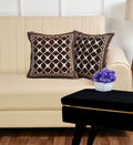 DECOMIZER Jacquard Geomteric Cushion Covers 16 inch x 16 inch Set of 2 Ethnic Motifs Cushion Covers,Design- Criss-Cross,Color- Coffee-240 TC