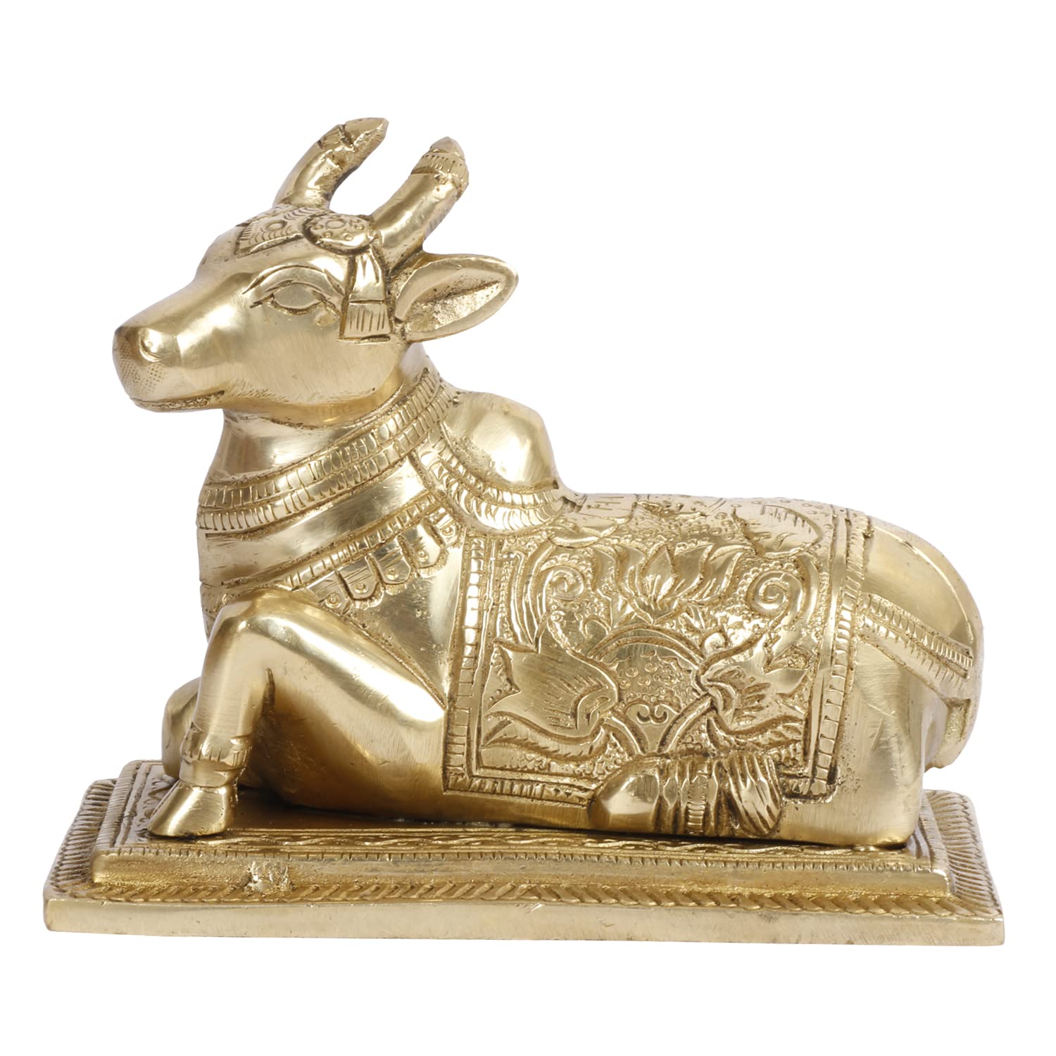 ARTVARKO Brass Nandi Cow Spiritual Vastu Shiva Nandi Pooja Figurine Sculpture, Kamdhenu Bull for Religious Puja and Home Office Temple Decoration Showpiece 5.5 Inch
